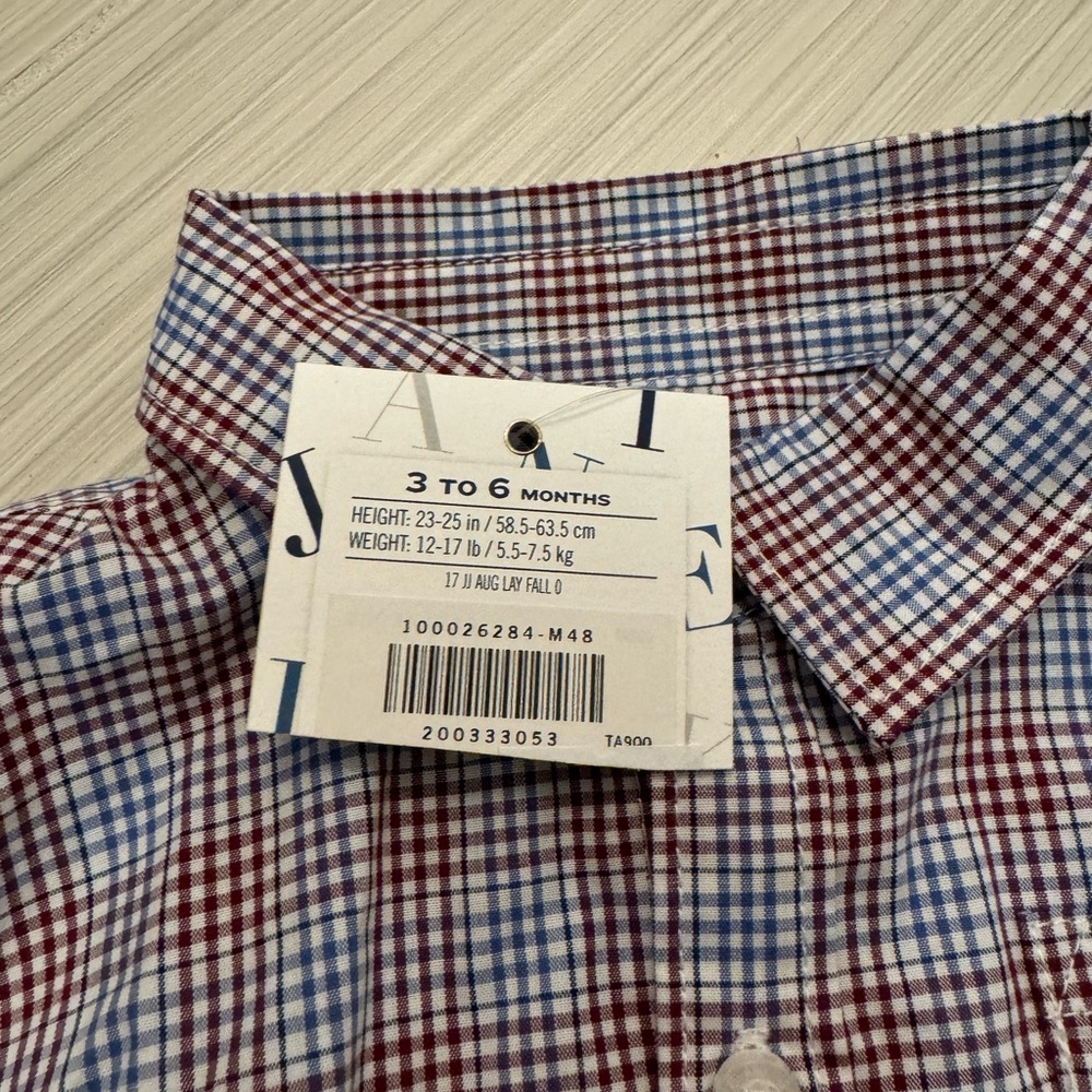 Janie and Jack plaid bodysuit with collar and buttons. Size 3-6 months. NWT. - Picture 2 of 3